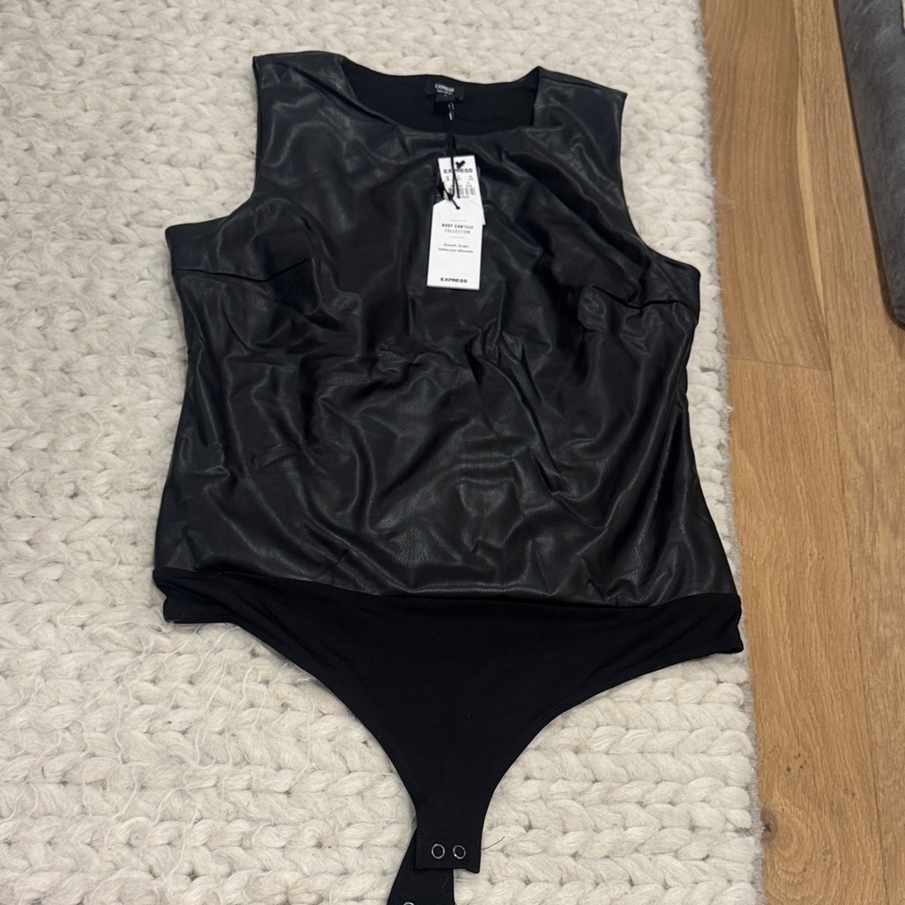 Express Black Faux Leather Top